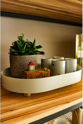 Bandeja Luxo em Metal Branco -3-